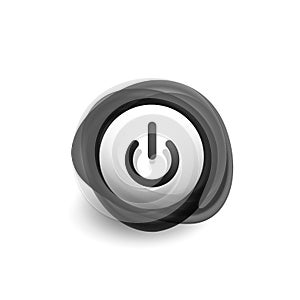 Glass transparent effect power start button, on off icon, vector UI or app symbol design