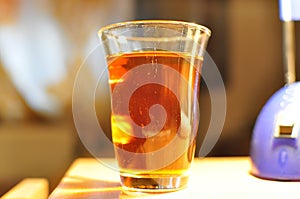 Glass Of Turkish Tea Soft Focus Background