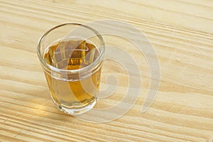 Glass of a typical Brazilian Sugarcane liqueur called cachaca