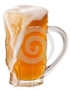 Glass of unfiltered beer isolated on a white photo