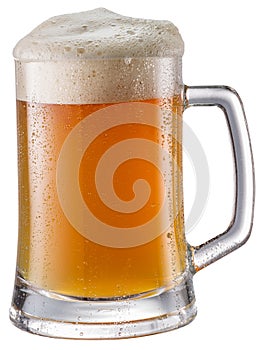 Glass of unfiltered white beer isolated on a white background