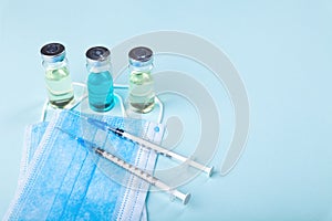 Glass vaccine ampoules, bottles, syringes, needles, pills