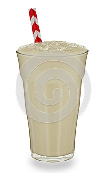 Glass of Vanilla Milkshake with straw