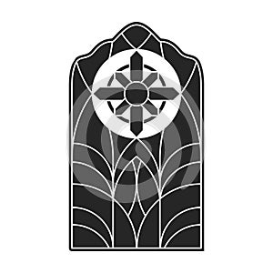 Glass vector black icon. Vector illustration glass window on white background. Isolated black illustration icon of window church