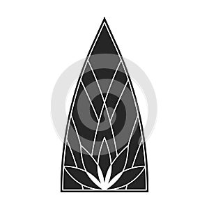 Glass vector black icon. Vector illustration glass window on white background. Isolated black illustration icon of window church