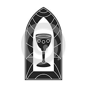 Glass vector black icon. Vector illustration glass window on white background. Isolated black illustration icon of window church