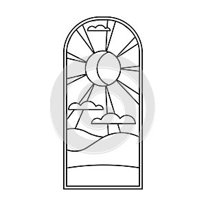 Glass vector outline icon. Vector illustration glass window on white background. Isolated outline illustration icon of window