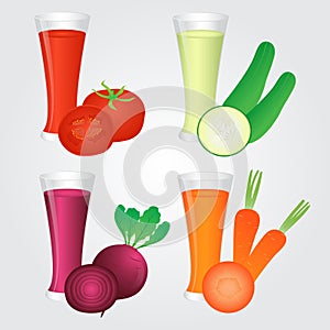 Glass of Veggies Juice on Background