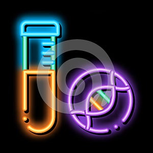 Glass Vial With Liquid Biomaterial neon glow icon illustration