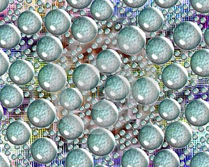 Glass vibrational background with green bubbles