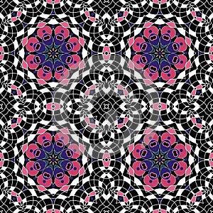 Glass vitrage mosaic kaleidoscopic seamless pattern