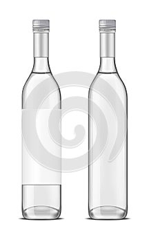 Glass vodka bottle with cap