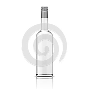 Glass vodka bottle with cap.