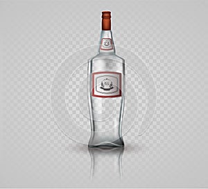 Glass vodka bottle with cap.