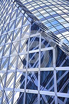 Glass wall background, futuristic architecture, office building facade