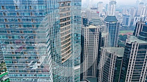 Glass wall of modern industrial building, may be used as background