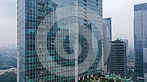 Glass wall of modern industrial building, may be used as background