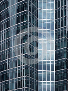 Glass wall skyscraper