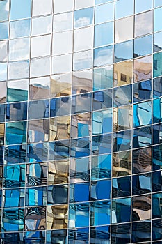 Glass wall of skyscraper