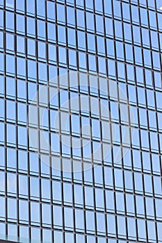 glass wall of a skyscraper.