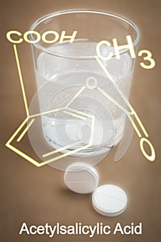 Glass of water with acetylsalicylic acid photo