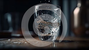 Glass of water is being poured into a cup realistic. Al generated