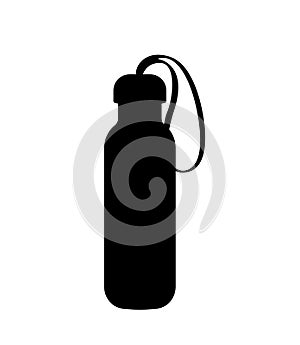 Glass water bottle with ribbon handle silhouette