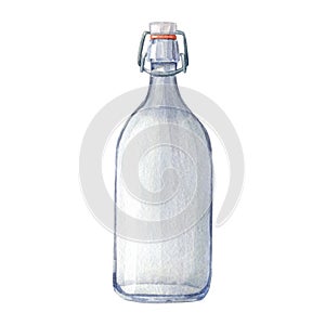 Glass water bottle with tight-fitting stopper