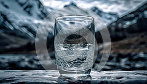 Glass water cold mountains pure spring h20