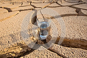 A Glass Of Water In Crack Parched Soil I