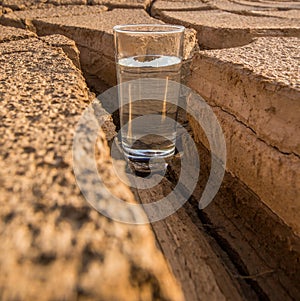 A Glass Of Water In Crack Parched Soil II