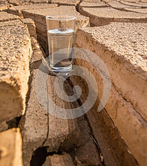 A Glass Of Water In Crack Parched Soil III