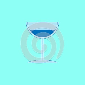 Glass of water on the cyan background