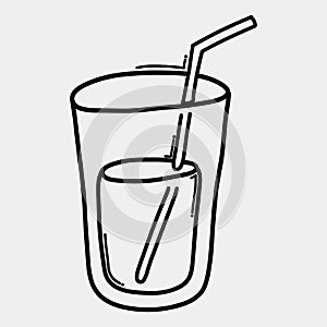 Glass of water doodle vector icon. Drawing sketch illustration hand drawn line eps10