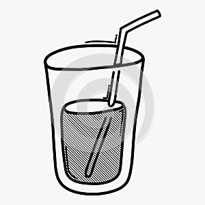 Glass of water doodle vector icon. Drawing sketch illustration hand drawn line eps10