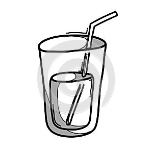 Glass of water doodle vector icon. Drawing sketch illustration hand drawn line eps10