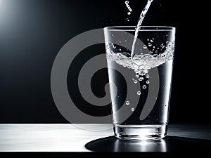 Glass of water, drink water in empty isolated background, AI generated