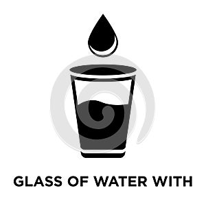 Glass of Water with Drop icon vector isolated on white background, logo concept of Glass of Water with Drop sign on transparent b