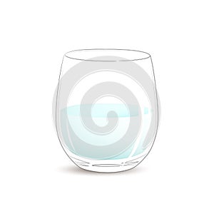 Glass of water half full half empty. Illustration. Glass of water