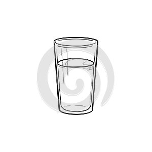 Glass of water hand drawn sketch icon.