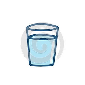 Glass of water hand drawn vector illustration logotype icon in cartoon doodle style