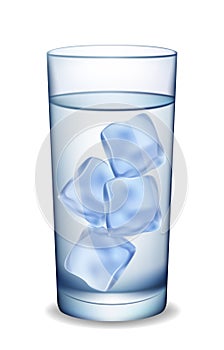 Glass of water with ice.