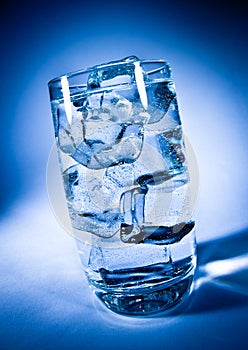 Glass of water with ice