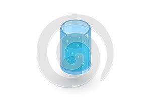 Glass of water isometric flat icon. 3d vector