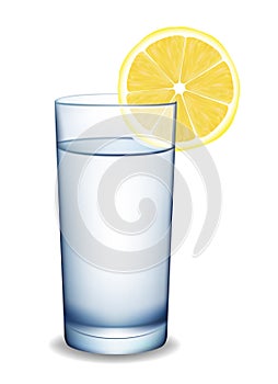 Glass of water with lemon.