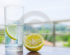 Glass of water with lemon