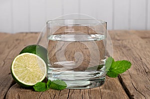 Glass of water with lime and mint