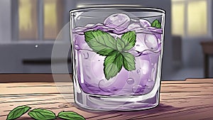 glass of water with mint A glass of water with mint leaves, showing the aroma and the healthiness of water.
