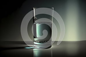 Glass of Water no drops or bubbles. Pure and calm healthy concept. Elegant beverage single crystal clear shot