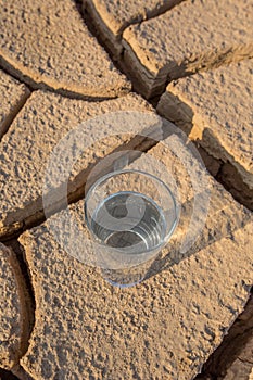 A Glass Of Water On Parched Soil X